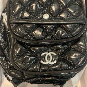 Chanel Shiny Black Quilted Backpack mini